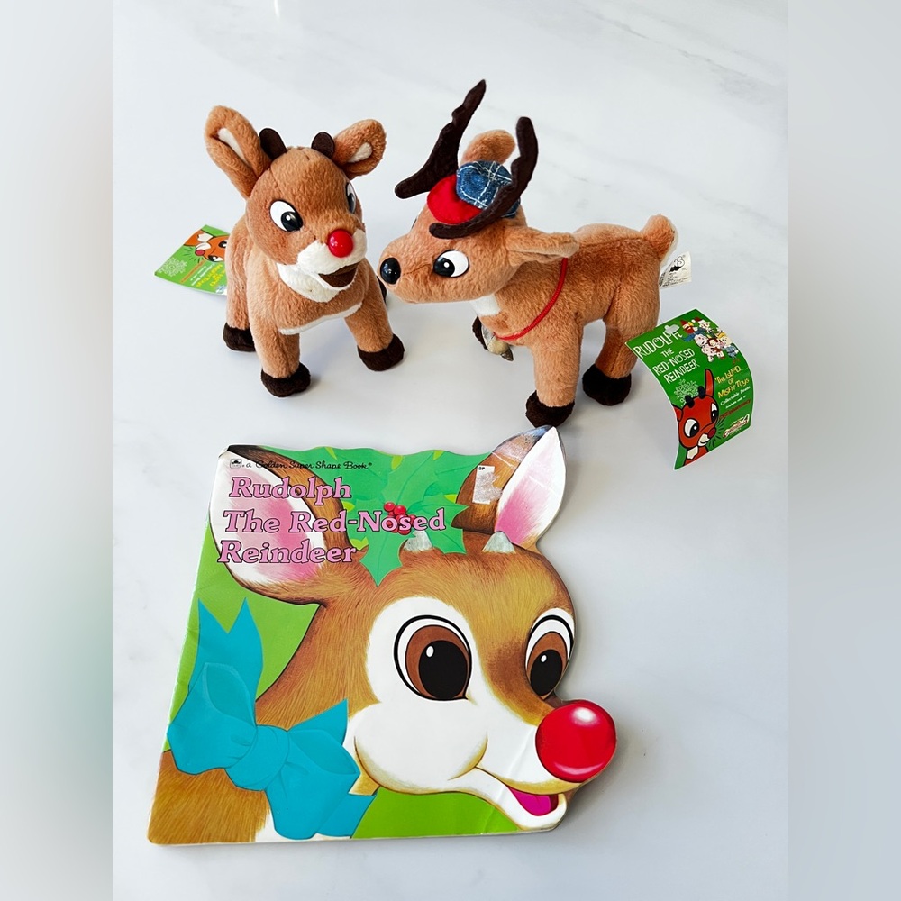 vintage Rudolph The Red-Nosed Reindeer Stuffins limited edition set 90s with tag